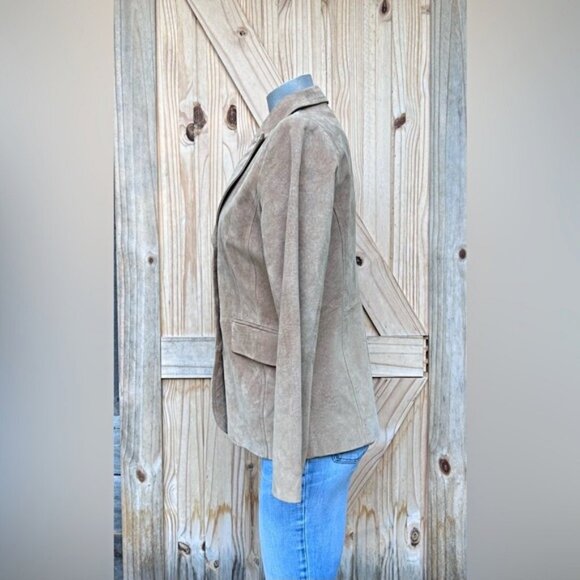 Vintage St Johns Bay Tan Washable Suede Boho Blazer Jacket~S~ - Picture 3 of 7